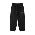 Iron Hour black cotton blend joggers with drawstring elastic waist and subtle logo detail. Casual, sporty, and comfortable for daily wear.