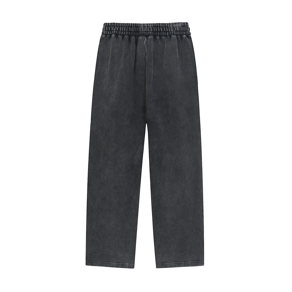 Iron Hour charcoal grey washed 100% cotton unisex sweatpants with drawstring waist and loose fit.